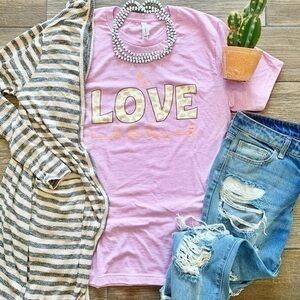NEW To love and be loved purple and leopard tee